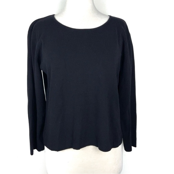 Chico’s Design Dark Navy Blue Ribbed Lightweight Sweater Top | Size 1 - Picture 1 of 4